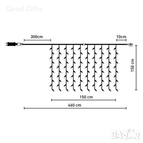 Коледни лампички Завеса, 100 LED, Топло бяло, 4.6м, снимка 3 - Лед осветление - 42734590