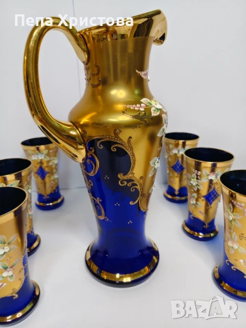 Комплект за лимонада/вода от чешки цветен кристал, снимка 8 - Сервизи - 53663721