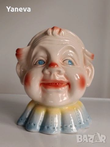 Ретро порцеланова касичка във формата на глава на клоун от Англия. , снимка 3 - Колекции - 52842058