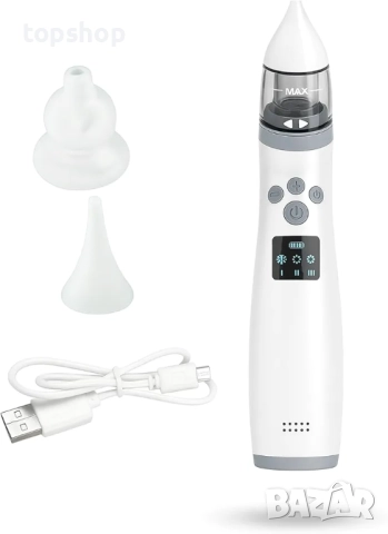 Електрически назален аспиратор X10, корпус от ABS, 2 меки силиконови накрайника, 3 регулируеми нива 