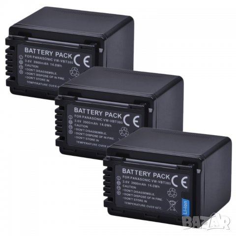 Батерия за Panasonic VW-VBT380 VBT380, VW-VBT190, VBT190, HC-V110, HC-V130, HC-V160, HC-V180 VBT 380, снимка 2 - Батерии, зарядни - 34258639