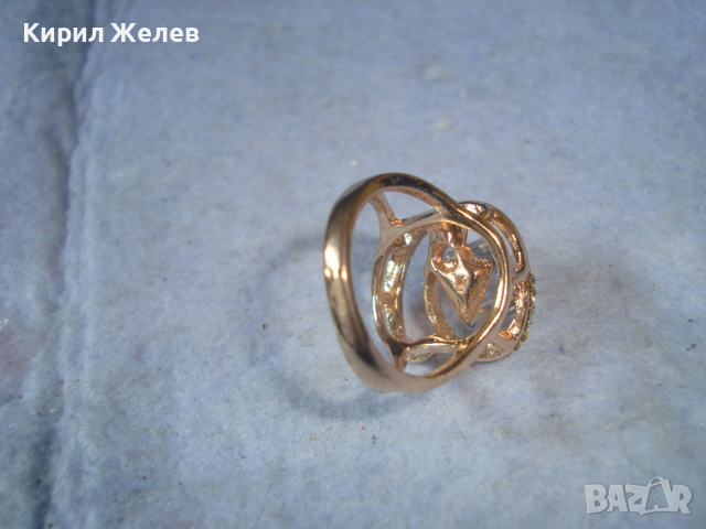 ПОЗЛАТЕН МОДЕН АРТ ПРЪСТЕН с ГОЛЯМ КРАСИВ ЮВЕЛИРЕН КРИСТАЛ и ЦИРКОНИ 6794, снимка 10 - Пръстени - 36410769