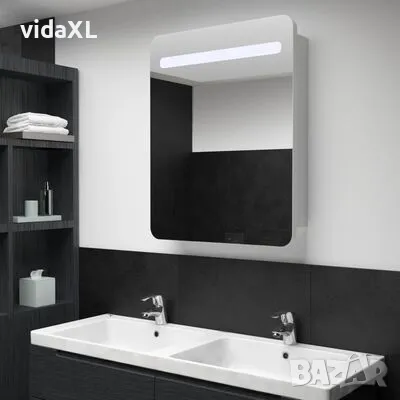 vidaXL LED шкаф с огледало за баня, 60x11x80 см（SKU:285118）, снимка 2 - Шкафове - 48564605