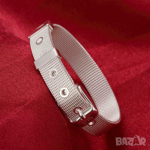 Посребрена гривна-каишка, снимка 3 - Гривни - 36115966