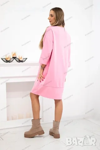 Дамска рокля с декоративно цвете маслен плат, 4цвята , снимка 4 - Рокли - 48965666