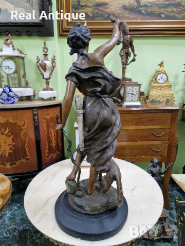 Уникална голяма антикварна френска авторска фигура статуетка , снимка 2 - Антикварни и старинни предмети - 44693387