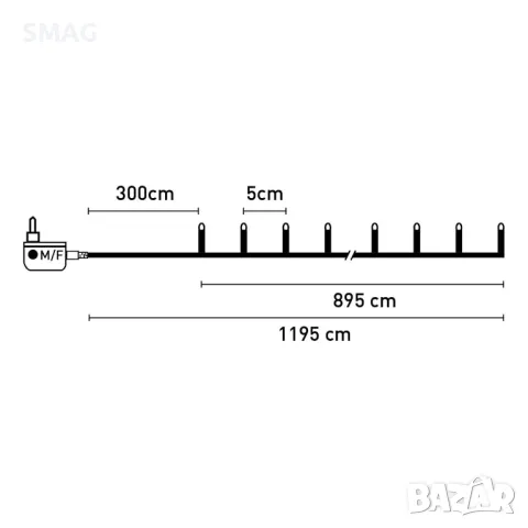 180 LED лампички 12,05 м - Студено бяло S_1183308, снимка 3 - Лед осветление - 48228295