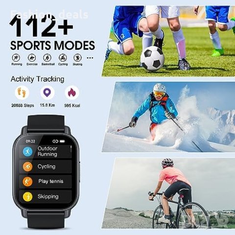 Нов Водоустойчив Смарт часовник за мъже 1,85 инча HD фитнес Подарък, снимка 3 - Смарт гривни - 42253844