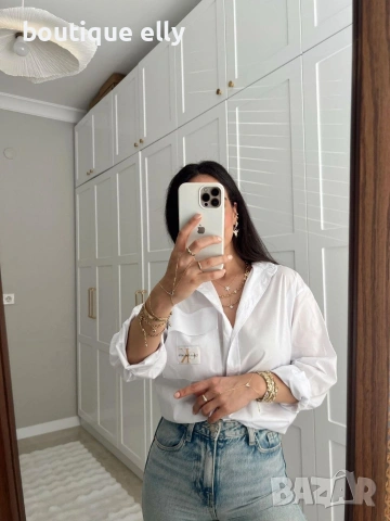 дамска овърсайз риза в бяло и черно, снимка 2 - Ризи - 53283960