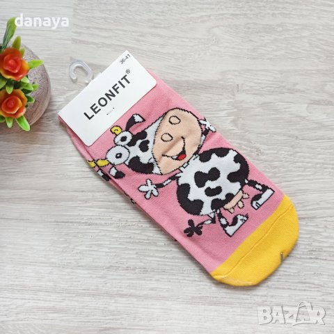 3481 Чорапи за маратонки Весели кравички, 36-41 номер, снимка 3 - Дамски чорапи - 39601310