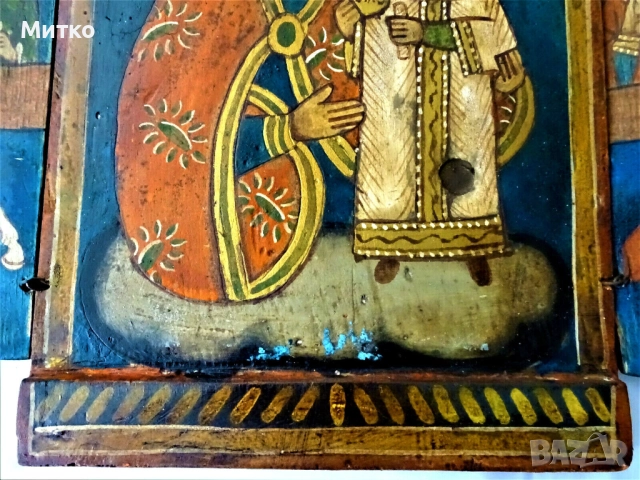 Православна дървена икона - триптих, снимка 5 - Антикварни и старинни предмети - 51859248