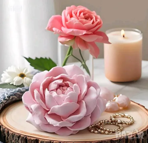 Жасмин Божур цвете силиконов молд форма декорация торта фондан шоколад гипс, снимка 12 - Форми - 48602193