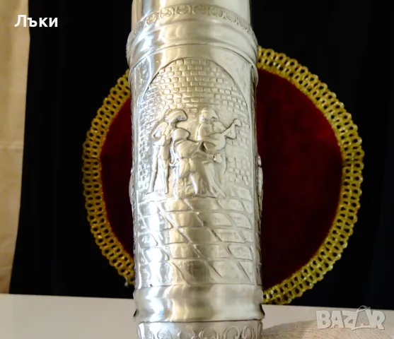  Бокал от калай с релефни картини Кръчма,Изба,Сватба. , снимка 5 - Антикварни и старинни предмети - 48175720