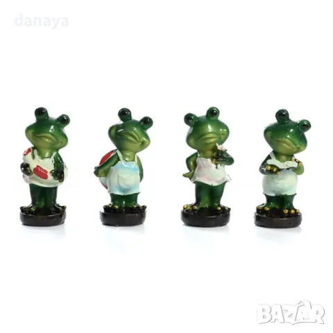 5722 Мини декорация за градина статуетка Жаба с летни дрехи, 12см, снимка 2 - Декорация за дома - 49336161