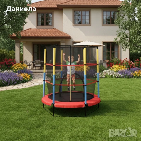 Батут 4,5ft 140см с вътрешна мрежа - червен, снимка 4 - Други - 53530421