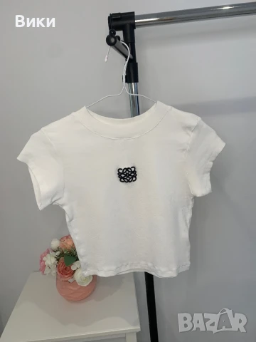 Кроп бяла тениска , снимка 2 - Тениски - 50918339