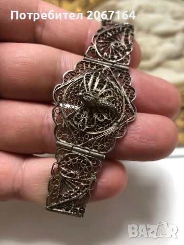 Сребърна възрожденска гривна филигран 