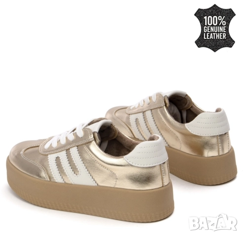 НОВИ Златни дамски кецове  естествена кожа — 37 , снимка 3 - Кецове - 52512651