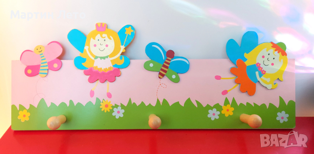 Дървени детски закачалки. 3 бр, снимка 3 - Мебели за детската стая - 44674052