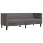 vidaXL Диван Chesterfield с 3 седящи места, сив, kunstnahast, снимка 1