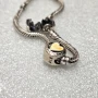 Оригинална Сребърна Гривна PANDORA с Талисман "Сърце от злато"-12.29 грама, снимка 8