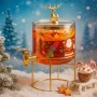 Стъклен диспенсър за напитки 2.6 L с коледен дизайн и златиста стойка, снимка 6