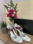 Елегантни бели обувки на ток, естествена кожа, снимка 1 - Дамски обувки на ток - 35695102