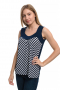 Нова дамска елегантна моряшка блуза без ръкави на тънко райе, снимка 3