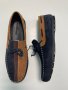 Мъжки мокасини от естествен велур - Тъмносини с Кафяв - 44, снимка 1 - Ежедневни обувки - 41586080