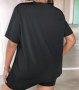 Макси еластична мека тениска с модерна апликация в черно, снимка 2