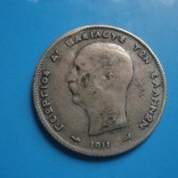 Сребърна монета 1 драхма 1911 Гърция , снимка 1 - Нумизматика и бонистика - 42362822