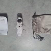 Джобен микроскоп с щипка за мобилен телефон, UV светлина 60X LED, лупа, регулиране на фокусирането, снимка 8 - Селфи стикове, аксесоари - 40932666