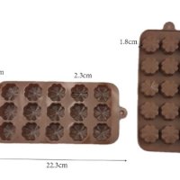 15 детелини детелина цветя силиконов молд форма за шоколадови бонбони гипс, снимка 1 - Форми - 41186969