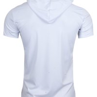 Мъжка тениска 2102 бяла с качулка, снимка 2 - Тениски - 40767596