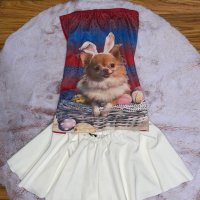 Нов лот къси широки бели панталони тип пола и бюстие топ с куче пумеран one size размер, снимка 2 - Комплекти - 37464869