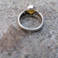Сребърен пръстен с цитрин, снимка 3 - Пръстени - 41743806