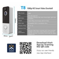 T8 видео звънец 1080P безжичен WiFi със звънец звънец камера, снимка 2 - Друга електроника - 41004110