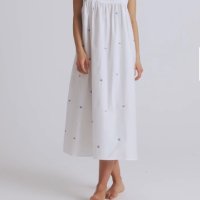 Нова елегантна дълга памучна рокля 100% памук теменушки , снимка 13 - Рокли - 42220345