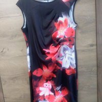 Флорална рокля от неопренова  еластична материя N:L, снимка 5 - Рокли - 39824573