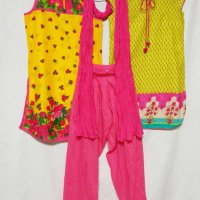 Индийски комплект - 2 туники, шалвар и шал, снимка 1 - Детски комплекти - 44156963