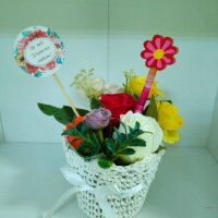кошница с цветя , снимка 2 - Изкуствени цветя - 41820331