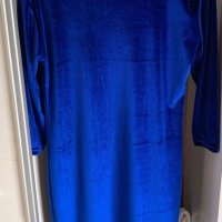 Плюшена рокля в турско синьо , снимка 1 - Рокли - 39722807