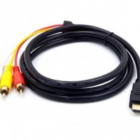 Нов кабел от HDMI М на 3 RCA М, 1.5 метра, снимка 1 - Кабели и адаптери - 35715441