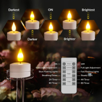 PChero безпламъчни LED свещи с акумулаторна батерия и дистанционно, 12 бр, снимка 7 - Декорация за дома - 44653165