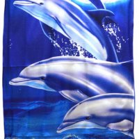 Плажна хавлия с делфини, снимка 1 - Хавлиени кърпи - 39354832