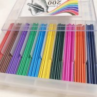 Комплект 6 механични молива 2мм + 200 броя 2B цветен цветни + 6 черни графита, снимка 2 - Други - 42263527