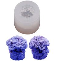 3d връзка букет рози с дръжки силиконов молд форма фондан шоколад гипс смола свещ сапун декор, снимка 1 - Форми - 41553681