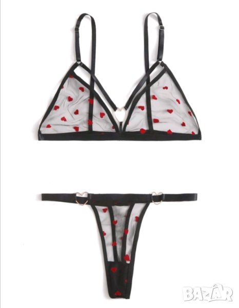 Дамско бело комплект прозрачни сутиен и прашки , снимка 1