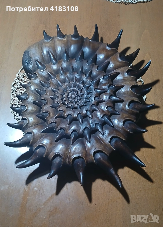 Голямо пано ръчна дърворезба Ноутилус - орех, снимка 1