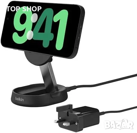 Нов Магнитен Заряден Стенд 15W Qi2 Съвместим с iPhone 13/14/15 - Belkin зарядна станция, снимка 1
